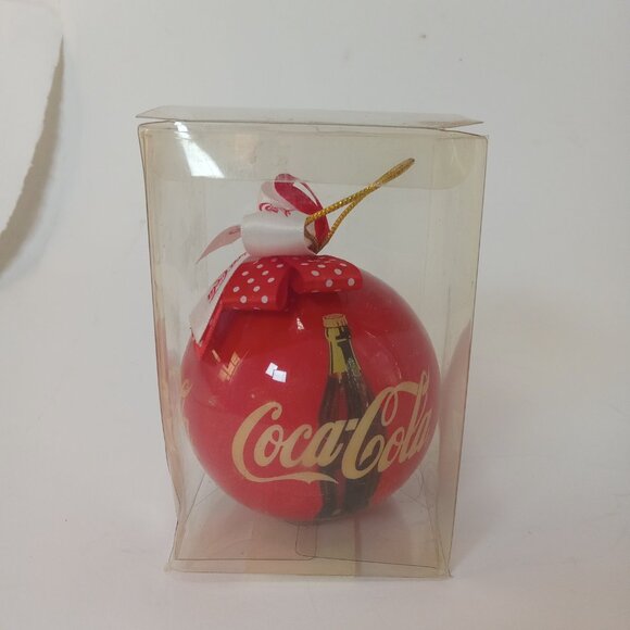 Vintage 1993 Coca Cola Christmas Ball Ornament With Red & White Bows - Picture 10 of 12